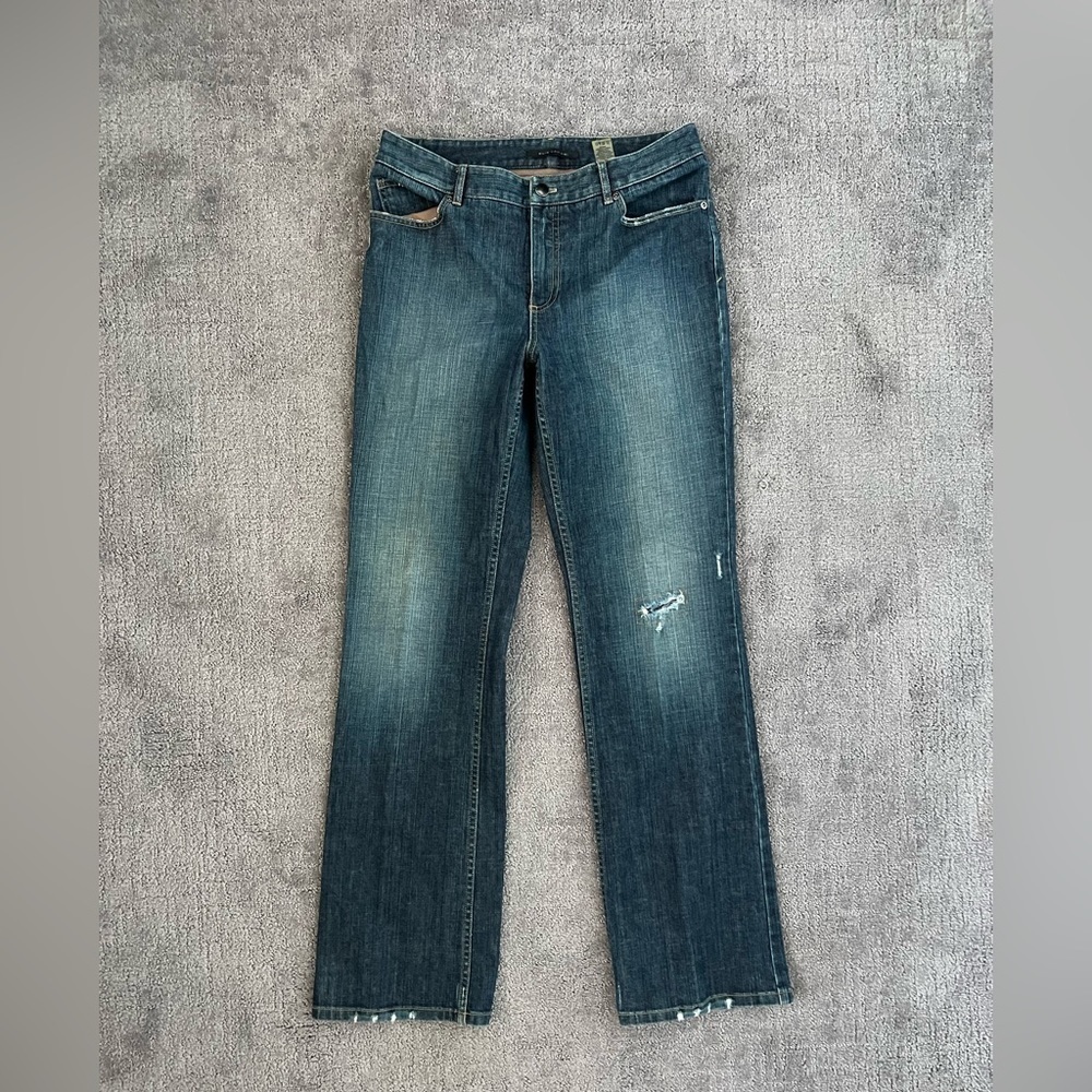 Eli Tahari Boot Cut Distressed Jeans